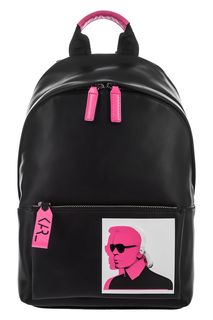 Черный кожаный рюкзак с контрастным декором Karl Lagerfeld