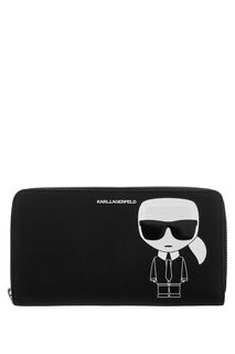 Кошелек черного цвета с декоративным принтом Karl Lagerfeld