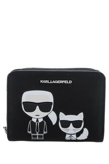 Маленький кошелек черного цвета с декоративным принтом Karl Lagerfeld