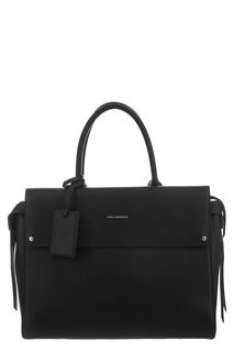 Черная кожаная сумка с отделением для ноутбука Karl Lagerfeld