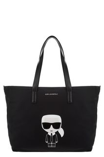 Вместительная текстильная сумка в форме трапеции Karl Lagerfeld