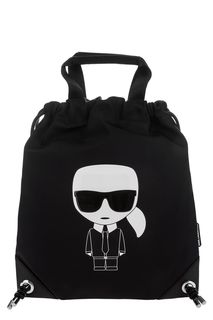 Текстильный рюкзак с вставкой из гладкой кожи Karl Lagerfeld
