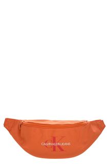 Оранжевая поясная сумка с логотипом бренда Calvin Klein Jeans
