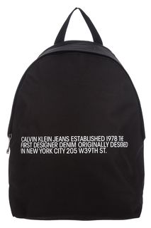 Текстильный рюкзак черного цвета с принтом Calvin Klein Jeans
