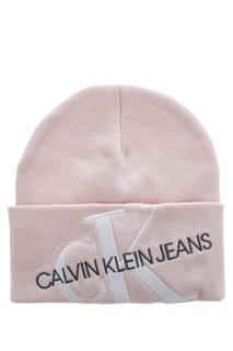 Шапка из хлопка с вышитым логотипом бренда Calvin Klein Jeans