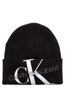 Шапка из хлопка с вышитым логотипом бренда Calvin Klein Jeans