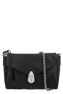 Черная кожаная сумка с откидным клапаном Calvin Klein Jeans