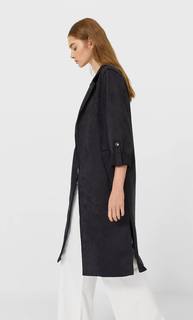 Stradivarius Пальто Из Искусственной Замши Женская Коллекция Черный M
