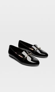 Stradivarius Лакированные Лоферы С Пряжкой Женская Коллекция Черный 36