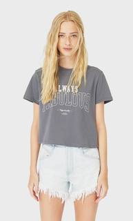 Stradivarius Укороченная Футболка С Принтом Женская Коллекция Multicolor Xs