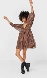 Stradivarius Платье С Деталью Из Прозрачной Ткани Женская Коллекция Multicolor M