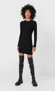Stradivarius Короткое Платье С Разрезом Женская Коллекция Черный L
