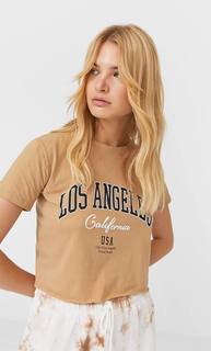 Stradivarius Футболка С Принтом Женская Коллекция Бежевый M