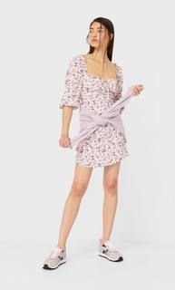Stradivarius Платье С Корсетной Шнуровкой Женская Коллекция Цвет Небеленого Полотна M