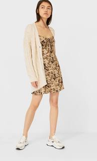 Stradivarius Платье С Корсетной Шнуровкой Женская Коллекция Multicolor M