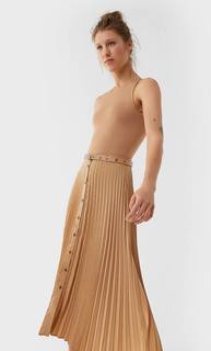 Stradivarius Юбка С Плиссировкой Женская Коллекция Бежевый S