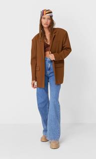 Stradivarius Коричневый Топ-Бралет С Кружевом Женская Коллекция Коричневый L