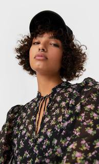Stradivarius Короткое Платье С Принтом Женская Коллекция Multicolor M