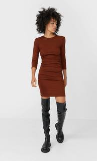 Stradivarius Короткое Платье Со Сборкой Женская Коллекция Multicolor L