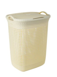 Корзина для белья ElfPlast Paola, слоновая кость, 55 л