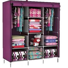 Складной каркасный тканевый шкаф STORAGE WARDROBE 175*130*45 см розовый