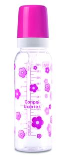 Бутылочка Canpol тритановая розовая, силиконовая соска, 12м+, 250 мл