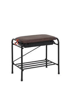 Подставка для обуви ЗМИ, 2-х полочная 45 с сиденьем с ящиком (черный)