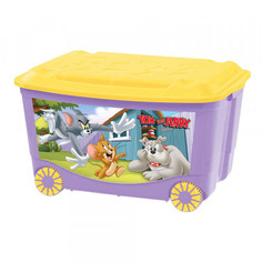 Ящик для игрушек на колесах Пластишка Том и Джерри сиреневый, 580х390х335