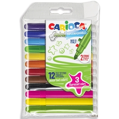 Набор фломастеров суперсмываемых CARIOCA MINI, 12 цв (в т.ч. 3 флюоресцентных)., с европод