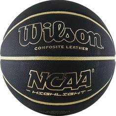 Мяч баскетбольный Wilson NCAA Highlight Gold, 7, черный, тренировочный, клееный