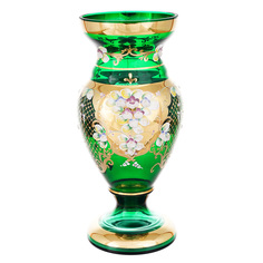 Ваза для цветов Bohemia Лепка зелёная 35см