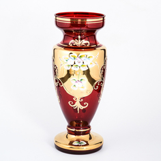 Ваза для цветов Bohemia Лепка красная 30см