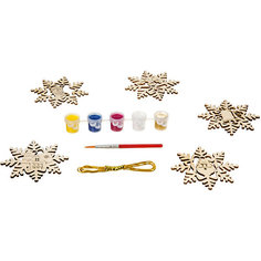 Набор для творчества Bondibon "Ёлочные украшения из дерева своими руками. Снежинки", 5 штук