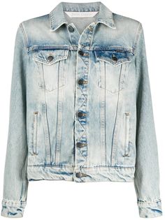 Palm Angels OVER LOGO DENIM JACKET LIGHT BLUE WHITE