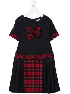 Patachou tartan pleated cotton dress