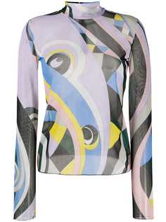 Emilio Pucci топ с высоким воротником и принтом Occhi