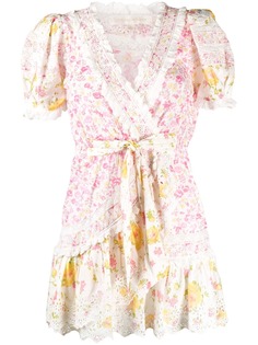 LoveShackFancy платье мини Belen с запахом и цветочным принтом