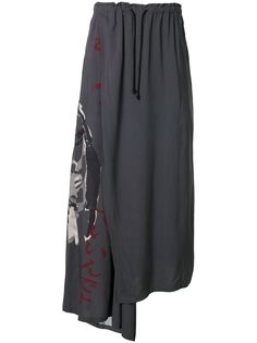 Yohji Yamamoto драпированная юбка макси с принтом
