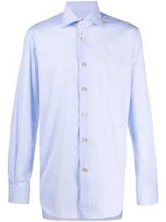 Kiton клетчатая рубашка с косым воротником