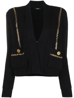 Balmain кардиган с потайной застежкой и цепочками