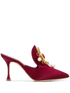 Manolo Blahnik декорированные мюли на высоком каблуке