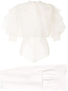 Saiid Kobeisy полупрозрачная блузка с оборками