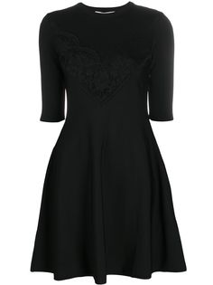 Valentino расклешенное платье с кружевом