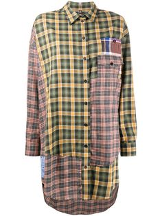 McQ Swallow клетчатое платье-рубашка в технике пэчворк