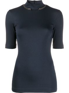Brunello Cucinelli топ с короткими рукавами и высоким воротником