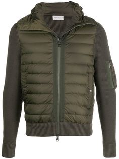 Moncler куртка с дутой вставкой спереди и капюшоном