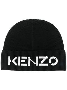 Kenzo шапка бини в рубчик с логотипом