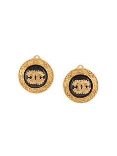 Chanel Pre-Owned декорированные серьги-клипсы 1996-го года с логотипом CC
