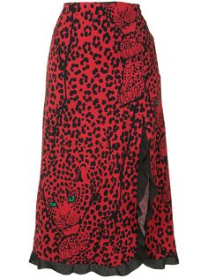RedValentino юбка с леопардовым принтом и оборками