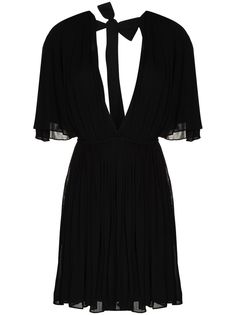 Saint Laurent расклешенное платье с глубоким вырезом